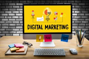 A desktop that is showing tools of digital marketing strategy for Stationery business.